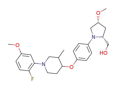 ((2R,4R)-1-(4-(((3,4-trans)-1-(2-fluoro-5-methoxyphenyl)-3-methylpiperidin-4-yl)oxy)phenyl)-4-methoxypyrrolidin-2-yl)methanol