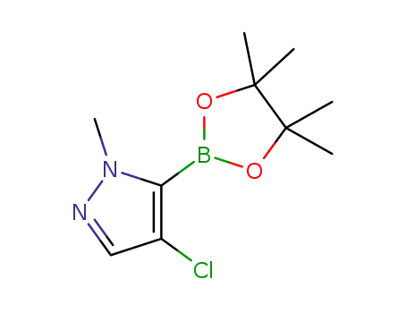 Molecular Structure of 1430057-83-2 (4-chloro-1-methyl-5-(4,4,5,5-tetramethyl-1,3,2-dioxaborolane-2-yl)-1H-pyrazole)