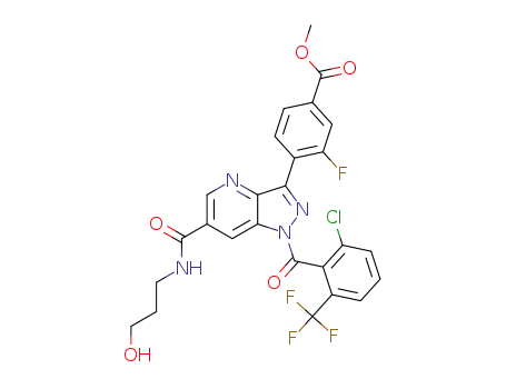 methyl 4-(1-(2-chloro-6-(trifluoromethyl)benzoyl)-6-((3-hydroxypropyl)carbamoyl)-1H-pyrazolo[4,3-b]pyridin-3-yl)-3-fluorobenzoate