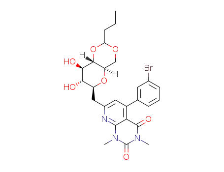 5-(3-bromophenyl)-7-(4,6-O-butylidene-β-D-glucopyranosyl-1-methyl)-1,3-dimethylpyrido[2,3-d]pyrimidine-2,4(1H,3H)dione