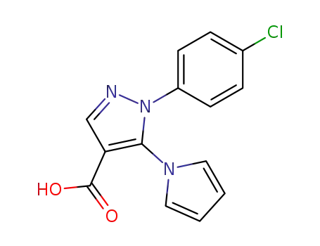Molecular Structure of 116834-09-4 (1-(4-chlorophenyl)-5-(1H-pyrrol-1-yl)-1H-pyrazole-4-carboxylic acid)