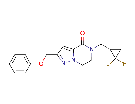 Molecular Structure of 1382782-33-3 (5-{[2,2-difluorocyclopropyl]methyl}-2-(phenoxymethyl)-6,7-dihydropyrazolo[1,5-a]pyrazin-4(5H)-one)