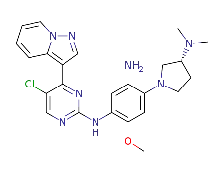 Molecular Structure of 1421372-06-6 (N-{5-chloro-(4-pyrazolo[1,5-a]pyridin-3-yl)-pyrimidin-2-yl}-4-[(3R)-3-dimethylaminopyrrolidin-1-yl]-6-methoxybenzene-1,3-diamine)