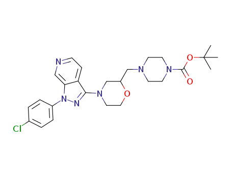 Molecular Structure of 1427588-97-3 (tert-butyl 4-({4-[1-(4-chlorophenyl)-1H-pyrazolo[3,4-c]pyridin-3-yl]morpholin-2-yl}methyl)piperazine-1-carboxylate)