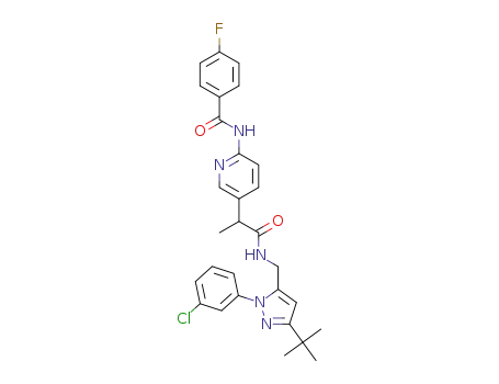 N-(5-(1-((3-tert-butyl-1-(3-chlorophenyl)-1H-pyrazol-5-yl)methylamino)-1-oxopropan-2-yl)pyridin-2-yl)-4-fluorobenzamide