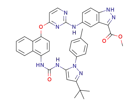 methyl 5-((4-((4-(3-(3-(tert-butyl)-1-(p-tolyl)-1H-pyrazol-5-yl)ureido)naphthalen-1-yl)oxy)pyrimidin-2-yl)amino)-1H-indazole-3-carboxylate