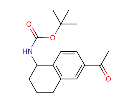 Molecular Structure of 784205-65-8 (Carbamic acid, (6-acetyl-1,2,3,4-tetrahydro-1-naphthalenyl)-,
1,1-dimethylethyl ester)