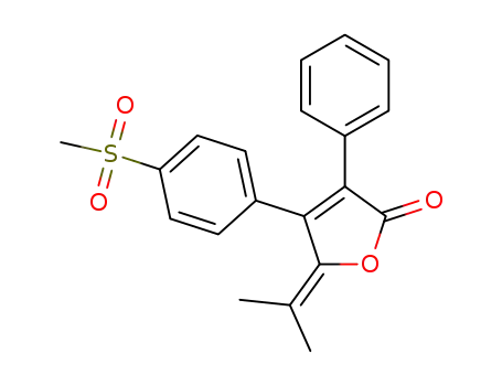 Molecular Structure of 1448458-94-3 (4-(4-(methylsulfonyl)phenyl)-3-phenyl-5-(propan-2-ylidene)furan-2(5H)-one)