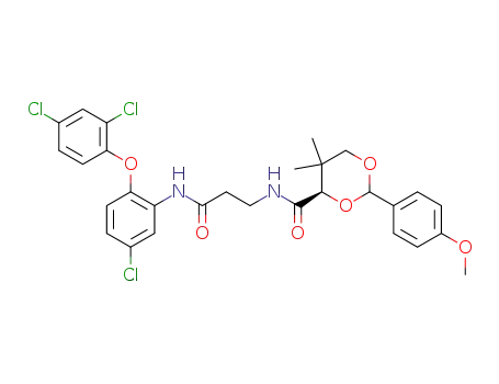 (4R)-N-(3-(5-chloro-2-(2,4-dichlorophenoxy)phenylamino)-3-oxopropyl)-2-(4-methoxyphenyl)-5,5-dimethyl-1,3-dioxane-4-carboxamide