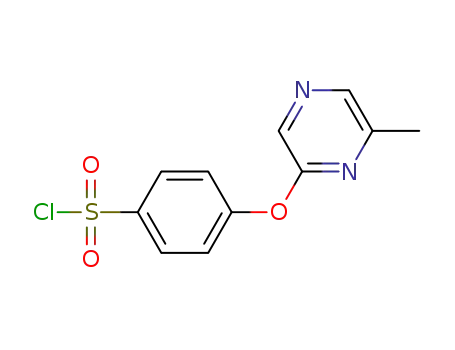 Molecular Structure of 926921-66-6 (4-[(6-METHYLPYRAZIN-2-YL)OXY]BENZENESULFONYL CHLORIDE)