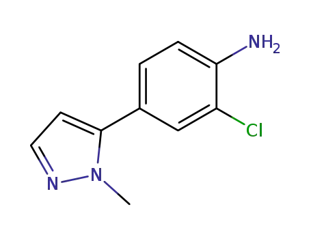 Molecular Structure of 1400287-42-4 (2-chloro-4-(1-methyl-1H-pyrazol-5-yl)aniline)