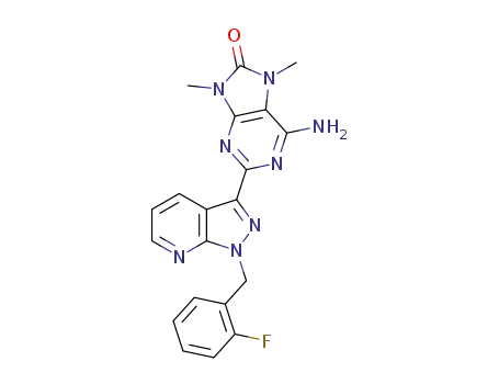 Molecular Structure of 1361569-23-4 (6-amino-2-[1-(2-fluorobenzyl)-1H-pyrazolo[3,4-b]pyridin-3-yl]-7,9-dimethyl-7,9-dihydro-8H-purin-8-one)