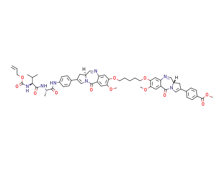 methyl 4-((S)-8-(3-(((S)-2-(4-((S)-2-((S)-2(((allyloxy)carbonyl)amino)-3-methylbutanamido)propanamido)phenyl)-7-methoxy-5-oxo-5,11a-dihydro-1H-benzo[e]pyrrolo[1,2-a][1,4]diazepin-8-yl)oxy)propoxy)-7-methoxy-5-oxo-5,11a-dihydro-1H-benzo[e]pyrrolo[1,2-a][1,4]diazepin-2-yl)benzoate