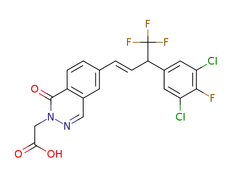 Molecular Structure of 1416980-17-0 ((E)-2-(6-(3-(3,5-Dichloro-4-fluorophenyl)-4,4,4-trifluorobut-1-en-1-yl)-1-oxophthalazin-2(1H)-yl)acetic acid)