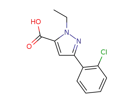 Molecular Structure of 1350825-16-9 (3-(2-chlorophenyl)-1-ethyl-1H-pyrazole-5-carboxylic acid)