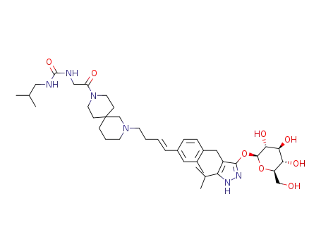 1-(2-{2-[(3E)-4-(4-{[3-(beta-D-glucopyranosyloxy)-5-(propan-2-yl)-1H-pyrazol-4-yl]methyl}-3-methylphenyl)but-3-en-1-yl]-2,9-diazaspiro[5.5]undec-9-yl}-2-oxoethyl)-3-(2-methylpropyl)urea