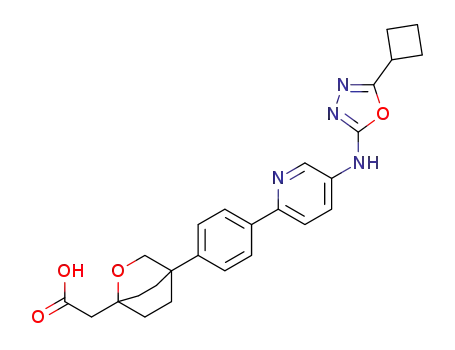 2-(4-(4-(5-((5-cyclobutyl-1,3,4-oxadiazol-2-yl)amino)pyridin-2-yl)phenyl)-2-oxabicyclo[2.2.2]octan-1-yl)acetic acid