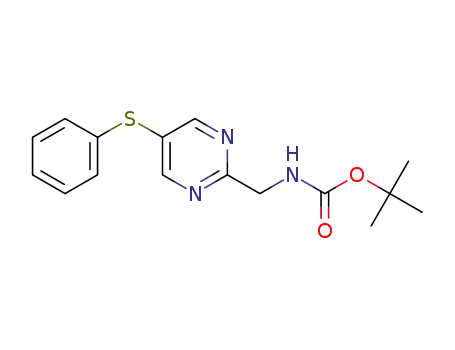 Molecular Structure of 1454252-63-1 (tert-butyl N-[[5-(phenylsulfanyl)pyrimidin-2-yl]methyl]carbamate)