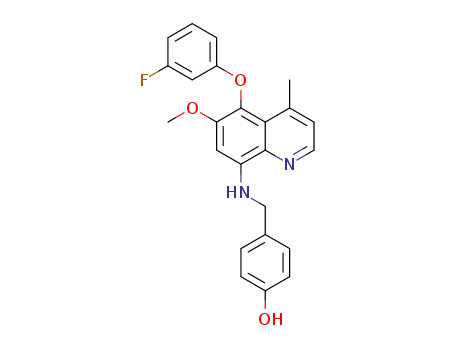 Molecular Structure of 1620142-35-9 (4-{[5-(3-fluorophenoxy)-6-methoxy-4-methylquinolin-8-ylamino]methyl}phenol)