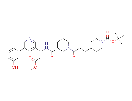 tert-butyl 4-{3-[(3R)-3-({1-[5-(3-hydroxyphenyl)pyridin-3-yl]-3-methoxy-3-oxopropyl} carbamoyl)piperidin-1-yl]-3-oxopropyl}piperidine-1-carboxylate