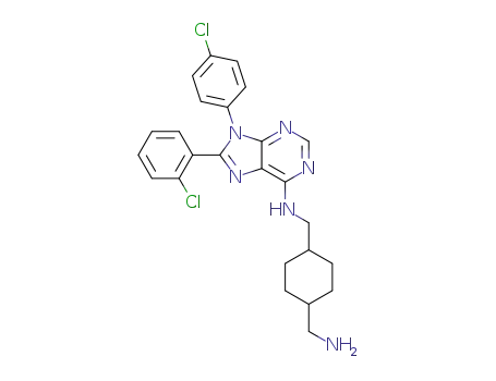 Molecular Structure of 1450979-82-4 (N-{[4-(aminomethyl)cyclohexyl]methyl}-8-(2-chlorophenyl)-9-(4-chlorophenyl)-9H-purin-6-amine)