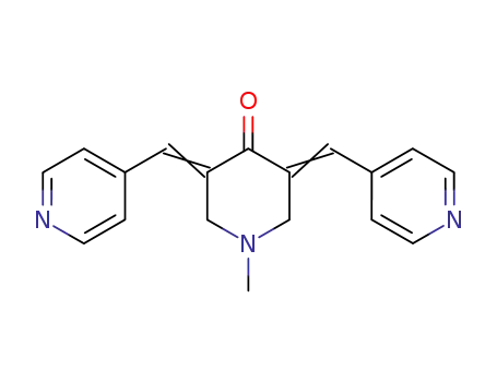 Molecular Structure of 142808-60-4 (4-Piperidinone, 1-methyl-3,5-bis(4-pyridinylmethylene)-)