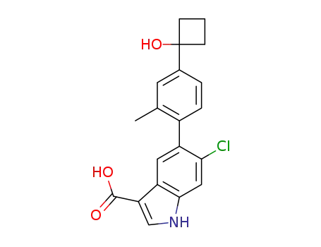 6-chloro-5-[4-(1-hydroxycyclobutyl)-2-methylphenyl]-1H-indole-3-carboxylic acid