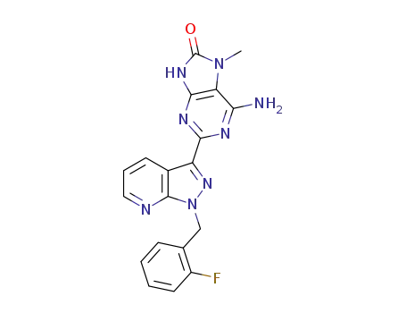 Molecular Structure of 1361569-18-7 (6-amino-2-[1-(2-fluorobenzyl)-1H-pyrazolo[3,4-b]pyridin-3-yl]-7-methyl-7,9-dihydro-8H-purin-8-one)