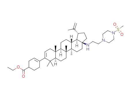 ethyl 4-((1R,3aS,5aR,5bR,7aR,11aS,11bR,13aR,13bR)-5a,5b,8,8,11a-pentamethyl-3a-((2-(4-(methylsulfonyl)piperazin-1-yl)ethyl)amino)-1-(prop-1-en-2-yl)-2,3,3a,4,5,5a,5b,6,7,7a,8,11,11a,11b,12,13,13a,13b-octadecahydro-1H-cyclopenta[a]chrysen-9-yl)cyclohex-3-enecarboxylate