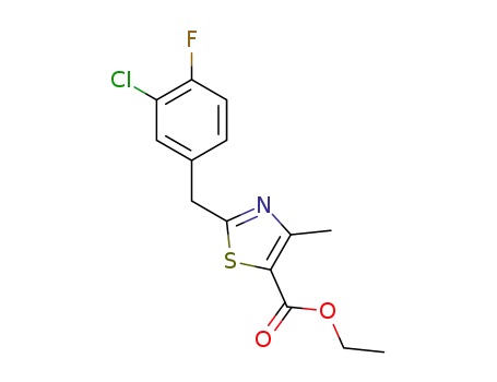 Molecular Structure of 1318757-76-4 (ethyl 2-(3-chloro-4-fluorobenzyl)-4-methyl-1,3-thiazole-5-carboxylate)