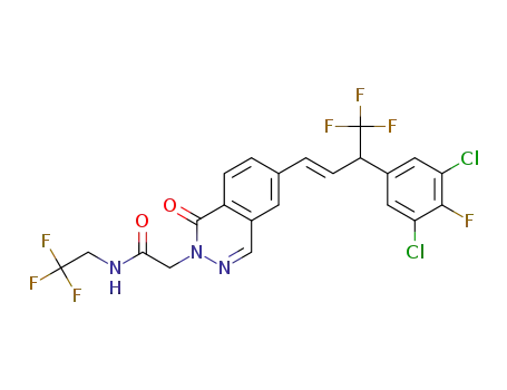 Molecular Structure of 1416977-97-3 ((E)-2-(6-(3-(3,5-Dichloro-4-fluorophenyl)-4,4,4-trifluorobut-1-en-1-yl)-1-oxophthalazin-2(1H)-yl)-N-(2,2,2-trifluoroethyl)acetamide)