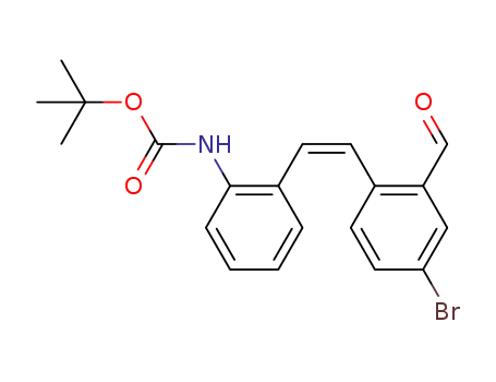 Molecular Structure of 1616955-05-5 ((Z)-tert-butyl (2-(4-bromo-2-formylstyryl)phenyl)carbamate)