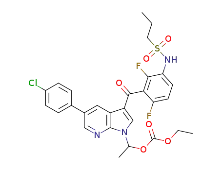 Molecular Structure of 1567347-26-5 (1-(5-(4-chlorophenyl)-3-(2,6-difluoro-3-(propylsulfonamido)benzoyl)-1H-pyrrolo[2,3-b]pyridin-1-yl)ethyl ethyl carbonate)