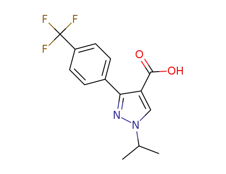 Molecular Structure of 1293221-22-3 (1-isopropyl-3-(4-(trifluoromethyl)phenyl)-1H-pyrazole-4-carboxylic acid)