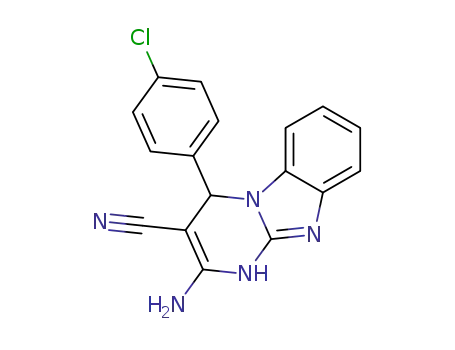 Molecular Structure of 378760-56-6 (2-amino-4-(4-chlorophenyl)-1,4-dihydrobenzo[4,5]imidazolo[1,2-a]pyrimidine-3-carbonitrile)