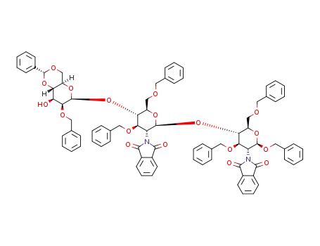 benzyl 2-O-benzyl-4,6-O-(R)-benzylidene-β-D-mannopyranosyl-(1→4)-3,6-di-O-benzyl-2-deoxy-2-phthalimido-β-D-glucopyranosyl-(1→4)-3,6-di-O-benzyl-2-deoxy-2-phthalimido-β-D-glucopyranoside