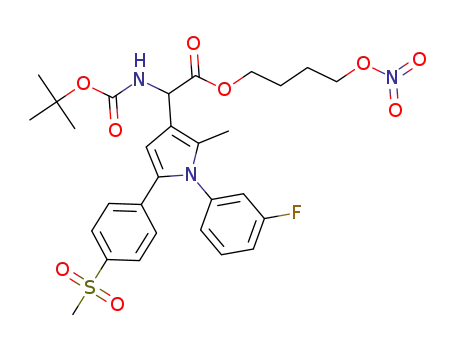4-(nitrooxy)butyl N-(tert-butoxycarbonyl)-2-(1-(3-fluorophenyl)-2-methyl-5-(4-(methylsulfonyl)phenyl)-1H-pyrrol-3-yl)-2-amino-acetate