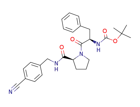 Molecular Structure of 172348-68-4 (L-Prolinamide,
N-[(1,1-dimethylethoxy)carbonyl]-D-phenylalanyl-N-[(4-cyanophenyl)meth
yl]-)