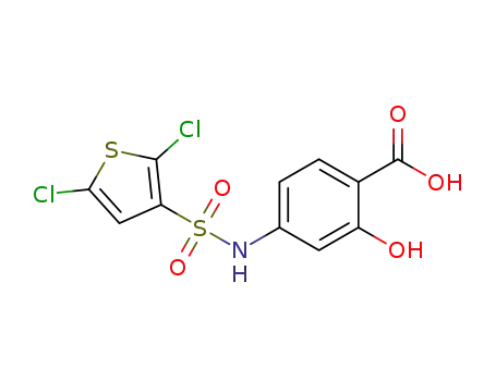 Molecular Structure of 1096925-38-0 (4-{[(2,5-dichlorothiophen-3-yl)sulfonyl]amino}-2-hydroxybenzoic acid)