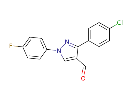Molecular Structure of 618098-57-0 (3-(4-CHLOROPHENYL)-1-(4-FLUOROPHENYL)-1H-PYRAZOLE-4-CARBALDEHYDE)