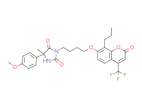 5-(4-methoxyphenyl)-5-methyl-3-(4-(2-oxo-8-n-propyl-4-(trifluoromethyl)-2H-chromen-7-yloxy)butyl)imidazolidine-2,4-dione