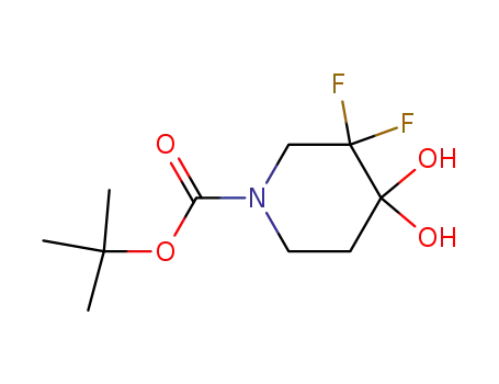 Molecular Structure of 1067914-83-3 (tert-butyl 3,3-difluoro-4,4-dihydroxypiperidine-1-carboxylate)