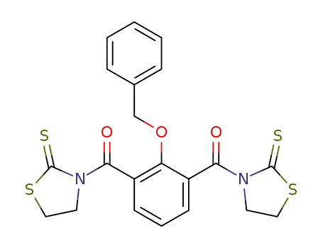 Molecular Structure of 1048651-66-6 (2-((benzyloxy)-1,3-phenylene)bis((2-thioxothiazolidin-3-yl)methanone))