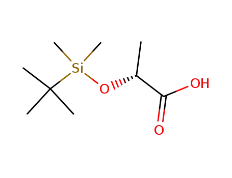 Molecular Structure of 119619-45-3 (Propanoic acid, 2-[[(1,1-dimethylethyl)dimethylsilyl]oxy]-, (2R)-)