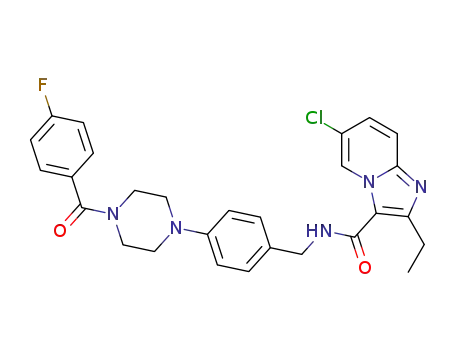 Molecular Structure of 1403940-97-5 (6-chloro-2-ethyl-N-(4-(4-(4-fluorobenzoyl)piperazin-1-yl)benzyl)imidazo[1,2-a]pyridine-3-carboxamide)