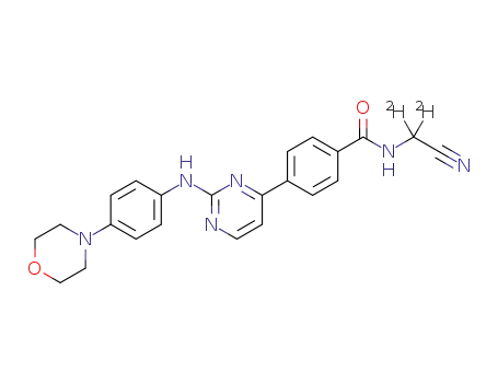 Molecular Structure of 1619927-63-7 (N-(cyano(d<SUB>2</SUB>-methyl))-4-(2-(4-(morpholinophenyl)amino)pyrimidin-4-yl)benzamide)