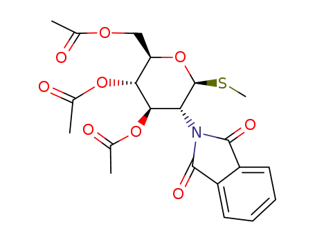Molecular Structure of 79528-48-6 (METHYL 3,4,6-TRI-O-ACETYL-2-DEOXY-2-PHTHALIMIDO-1-THIO-BETA-D-GLUCOPYRANOSIDE)