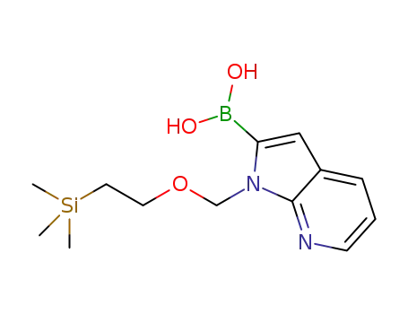 Molecular Structure of 1286776-82-6 (Boronic acid, B-[1-[[2-(trimethylsilyl)ethoxy]methyl]-1H-pyrrolo[2,3-b]pyridin-2-yl]-)