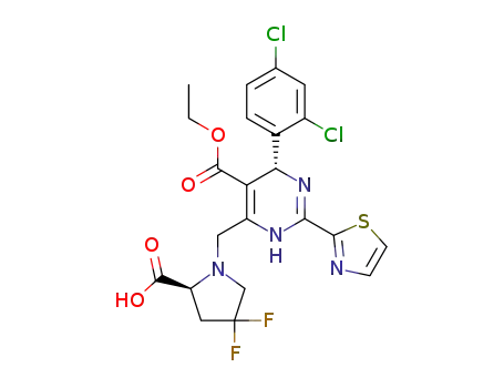 (R)-6-((S)-2-carboxy-4,4-difluoro-pyrrolidin-1-ylmethyl)-4-(2,4-dichloro-phenyl)-2-thiazol-2-yl-1,4-dihydro-pyrimidine-5-carboxylic acid ethyl ester