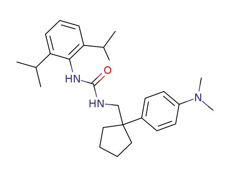 Molecular Structure of 133825-80-6 (N-(2,6-bis(isopropyl)phenyl)-N'-((1-(4-(dimethylaminomethyl)phenyl)cyclopentyl)methyl)urea)